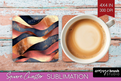 Rose Gold Square Coaster - Metallic Rose Coaster PNG Product Image 1