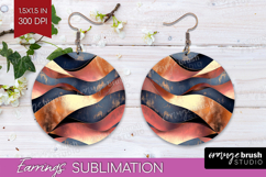 Rose Gold Round Earrings - Metallic Rose PNG Sublimation Product Image 1