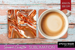 Rose Gold Square Coaster - Metallic Rose Coaster PNG Product Image 1
