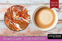 Rose Gold Round Coaster - Metallic Rose Coaster PNG Product Image 1