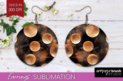 Rose Gold Round Earrings - Metallic Rose PNG Sublimation Product Image 1