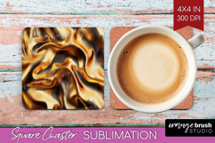 Rose Gold Square Coaster - Metallic Rose Coaster PNG Product Image 1
