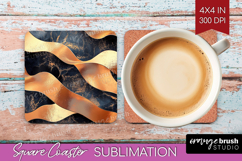 Rose Gold Square Coaster - Metallic Rose Coaster PNG Product Image 1
