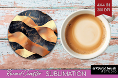 Rose Gold Round Coaster - Metallic Rose Coaster PNG Product Image 1