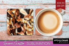 Rose Gold Square Coaster - Metallic Rose Coaster PNG Product Image 1