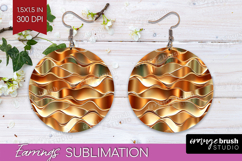 Rose Gold Round Earrings - Metallic Rose PNG Sublimation Product Image 1