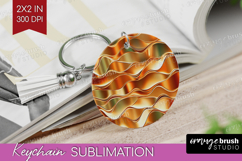 Rose Gold Keychain PNG - Metallic Rose Keychain Sublimation Product Image 1