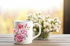 Pink Roses Bouquet watercolor sublimation clipart, PNG file Product Image 2