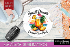 Rum Punch Cocktail Car Coaster Summer Drink Coaster PNG Product Image 1
