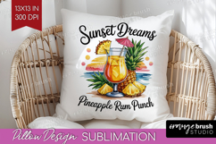 Rum Punch Cocktail Pillow Sublimation Summer Drink Pillow Product Image 1