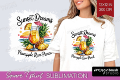 Rum Punch Cocktail Square Tshirt Background Summer Drink PNG Product Image 1