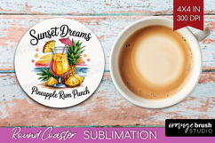 Rum Punch Cocktail Round Coaster Summer Drink Coaster PNG Product Image 1