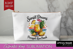 Rum Punch Cocktail Cosmetic Bag Summer Drink Makeup Bag PNG Product Image 1