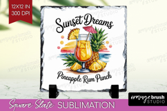 Rum Punch Cocktail Slate PNG Summer Drink Square Slate Product Image 1