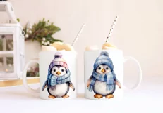 Watercolour Penguin Illustration | Cute Winter Penguin PNG Product Image 2