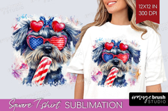 Schnauzer Dog Square Tshirt Background 4th Of July PNG Product Image 1
