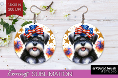 Schnauzer Dog Round Earrings Patriotic Dog PNG Sublimation Product Image 1