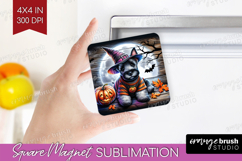 Scottish Terrier Dog Magnet Sublimation Halloween Square PNG Product Image 1