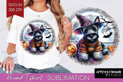 Scottish Terrier Dog Round Tshirt Background Halloween PNG Product Image 1
