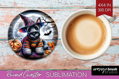 Scottish Terrier Dog Round Coaster Halloween Coaster PNG Product Image 1