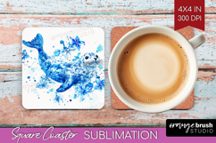 Seal Floral Square Coaster Blue Flowers Coaster PNG Product Image 1