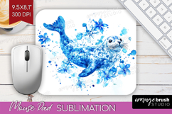 Seal Floral Mouse Pad Sublimation Blue Flowers Mousepad PNG Product Image 1