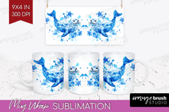 Seal Floral Mug Wrap Blue Flowers Mug PNG Sublimation Product Image 1