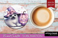Seal Halloween Round Coaster Coquette Coaster PNG Product Image 1