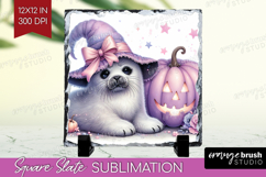 Seal Halloween Slate PNG Coquette Square Slate Sublimation Product Image 1