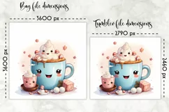 Christmas Lunch Bag Print | Kawaii Hot Chocolate and Cookies Product Image 2