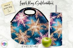 Shimmering Golden Snowflakes Lunch Bag | Snowflakes Tumbler Product Image 1
