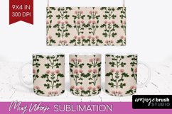 Vintage Flowers Mug Wrap - Floral Mug PNG Sublimation Product Image 1