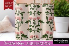 Vintage Flowers Tumbler Wrap - Floral Tumbler PNG Product Image 1