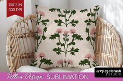Vintage Flowers Pillow Sublimation - Floral Pillow Cover PNG Product Image 1