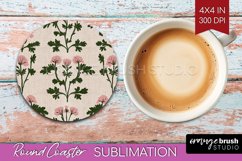 Vintage Flowers Round Coaster - Floral Coaster PNG Product Image 1