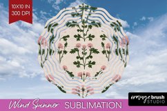 Vintage Flowers Wind Spinner Sublimation PNG - Floral Round Product Image 1