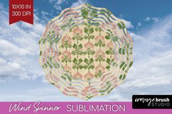 Vintage Flowers Wind Spinner Sublimation PNG - Floral Round Product Image 1