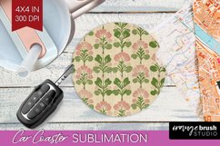 Vintage Flowers Car Coaster - Floral Coaster PNG Sublimation Product Image 1