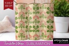 Vintage Flowers Tumbler Wrap - Floral Tumbler PNG Product Image 1
