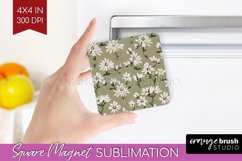 Vintage Flowers Magnet Sublimation - Floral Square Magnet Product Image 1