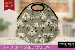 Vintage Flowers Lunch Bag - Floral Lunch Bug PNG Sublimation Product Image 1