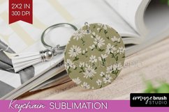 Vintage Flowers Keychain PNG - Floral Keychain Sublimation Product Image 1