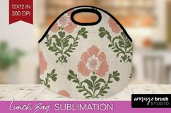 Vintage Flowers Lunch Bag - Floral Lunch Bug PNG Sublimation Product Image 1