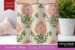 Vintage Flowers Tumbler Wrap - Floral Tumbler PNG Product Image 1