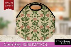 Vintage Flowers Lunch Bag - Floral Lunch Bug PNG Sublimation Product Image 1