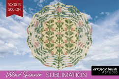 Vintage Flowers Wind Spinner Sublimation PNG - Floral Round Product Image 1
