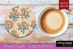 Vintage Flowers Round Coaster - Floral Coaster PNG Product Image 1