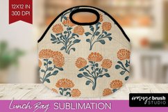 Vintage Flowers Lunch Bag - Floral Lunch Bug PNG Sublimation Product Image 1