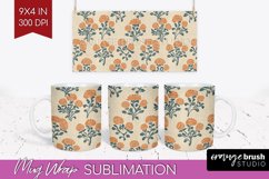 Vintage Flowers Mug Wrap - Floral Mug PNG Sublimation Product Image 1