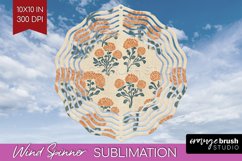 Vintage Flowers Wind Spinner Sublimation PNG - Floral Round Product Image 1